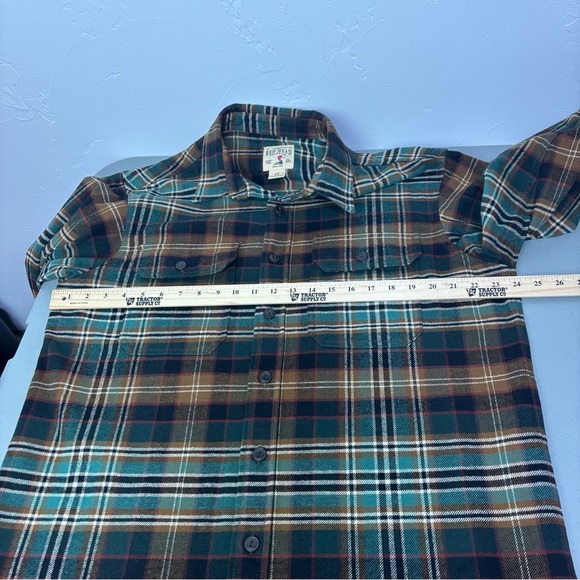 RedHead Men's Flannel Heavyweight Plaid Large Tall LT Brown Green Button Shirt - Picture 6 of 7